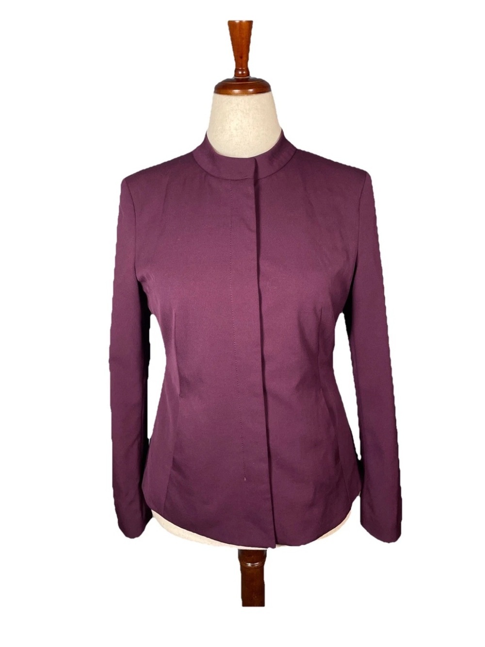 Hugo Boss Jebaly Wool Button Down Blazer In Dark Berry Size 6 Modern Minimalist